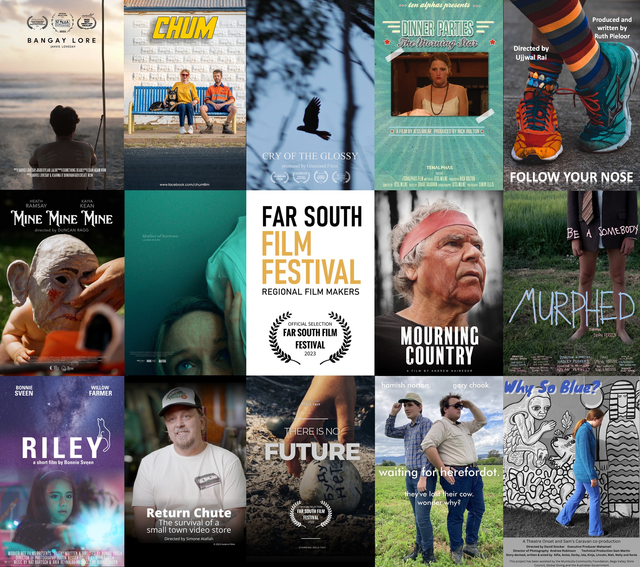 Return Chute documentary teaser is in a collage of posters of finalists for the Far South Film Festival 2023.